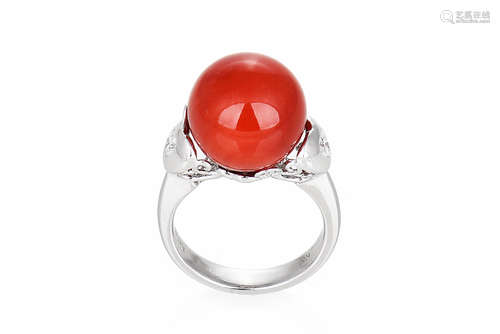 CORAL RING AKA 14K WHITE GOLD