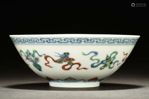 RARE DOUCAI 'DAOIST EMBLEMS' BOWL