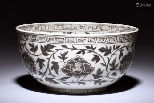 UNDERGLAZED RED 'FLOWERS' BOWL