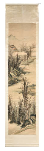 FANG ZONG: INK AND COLOR ON PAPER PAINTING 'LANDSCAPE SCENERY'