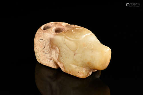 JADE CARVED 'WATER BUFFALO' ORNAMENT