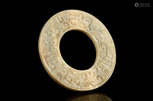 JADE CARVED DISC ORNAMENT, BIT