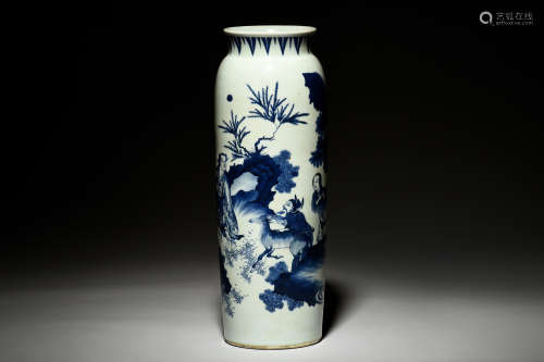 BLUE AND WHITE 'PEOPLE' VASE