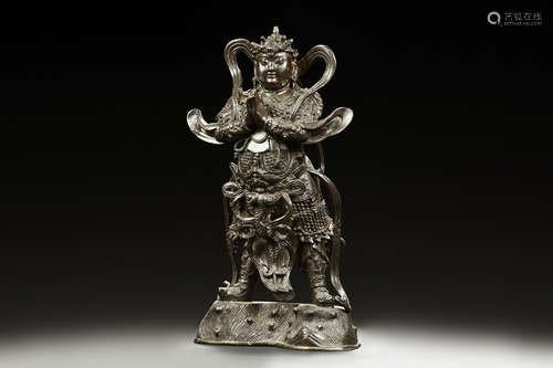 CAST BRONZE GUARDIAN SKANDA FIGURE