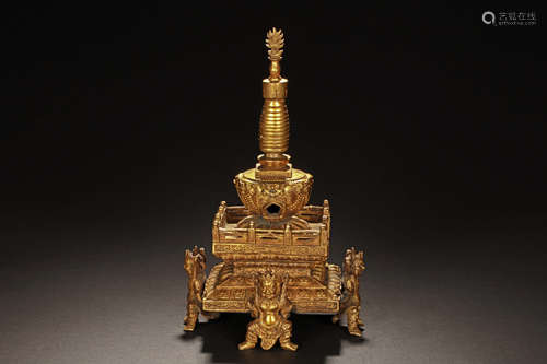 GILT BRONZE PAGODA