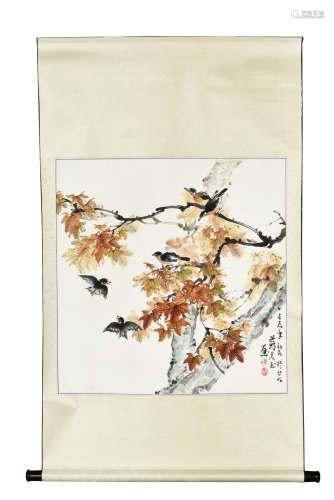 SU MEIYU: INK AND COLOR ON PAPER PAINTING 'MAPLE LEAVES'