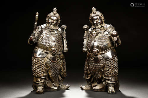 PAIR OF IRON CAST 'WARRIORS' FIGURES