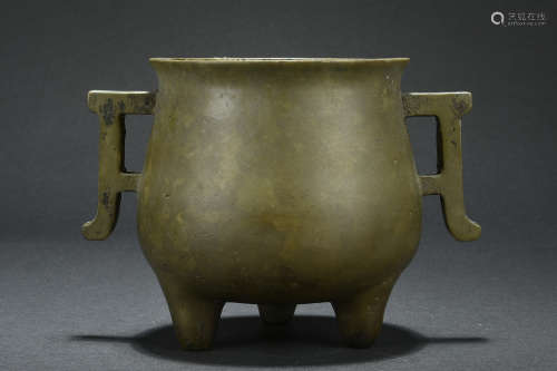 BRONZE TRIPOD CENSER WITH POETRY
