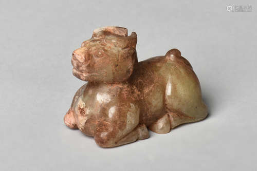 ARCHAIC JADE CARVED 'WATER BUFFALO' FIGURE