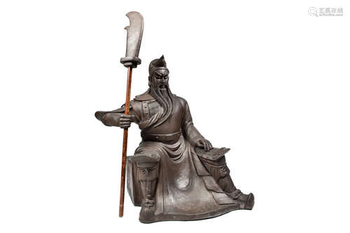 LARGE YIXING ZISHA SEATED GUAN YU