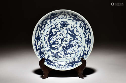 BLUE AND WHITE 'DRAGONS' DISH