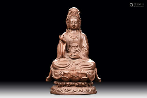 YIXING ZISHA SEATED GUANYIN FIGURE