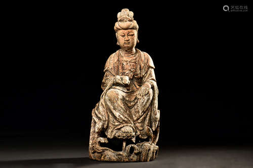 BAMBOO CARVED 'GUANYIN' FIGURE