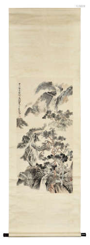 CHENG SHIFA: INK AND COLOR ON PAPER PAINTING 'MOUNTAIN SCENERY'