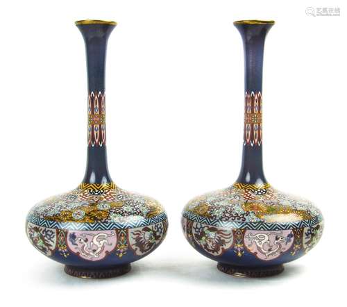 419. PAIR OF JAPANESE OIL HAMMER VASES