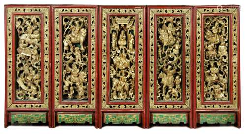 319. GILD WOOD panels; QING DYNASTY (1645-1912)