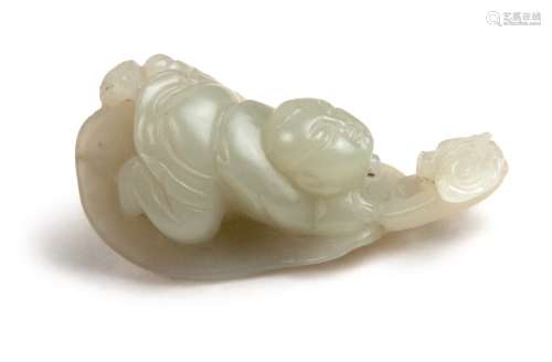 337. CARVED JADE BOY ON FAN