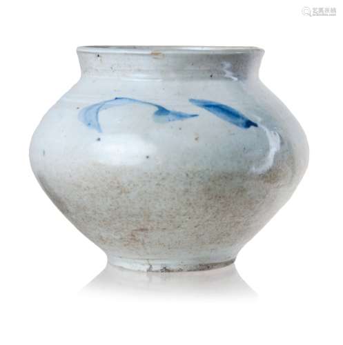 355. BLUE AND WHITE KOREAN MOON JAR