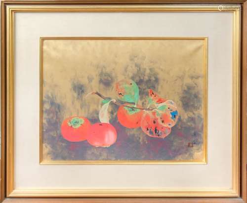 433. PERSIMMONS STILL-LIFE PAINTING