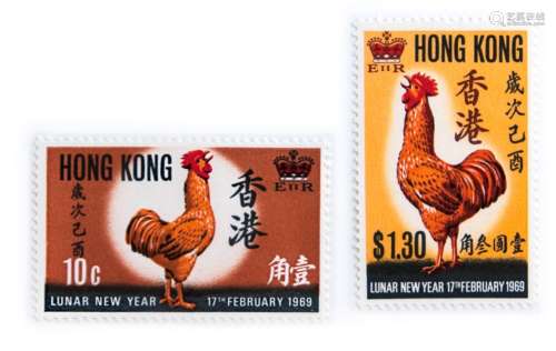 55. 1969 LUNAR NEW YEAR (ROOSTER) STAMP PAIR
