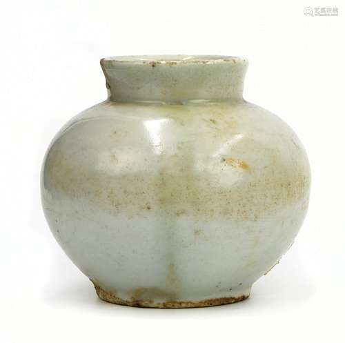 384. WHITE GLAZE MOON JAR; JOSEON DYNASTY