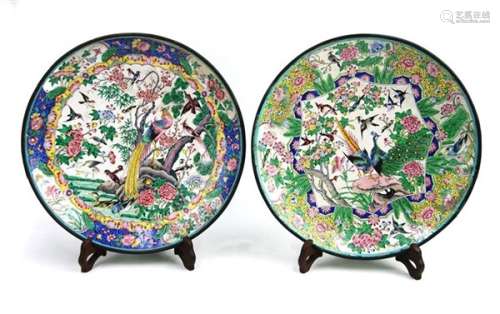 201. PAIR OF ENAMELED PLATES; QING DYNASTY (1616-1912)