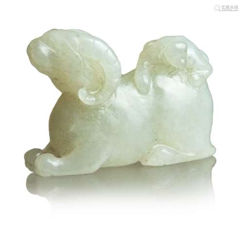 343. CARVED JADE RAM WITH MONKEY