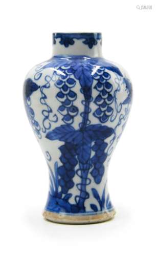 123. BLUE AND WHITE MINIATURE VASE; QING DYNASTY