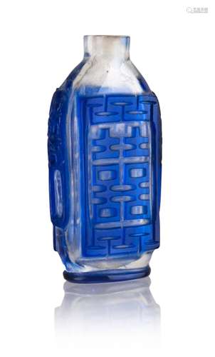 22. PEKING GLASS OVERLAY SNUFF BOTTLE,19TH CENTURY