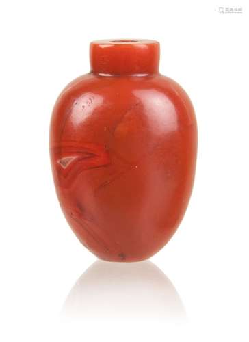 37. BAOSHAN NANHONG AGATE CARVED SNUFF BOTTLE,QING