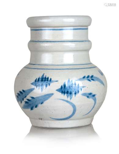 390. KOREAN BLUE AND WHITE RING JAR