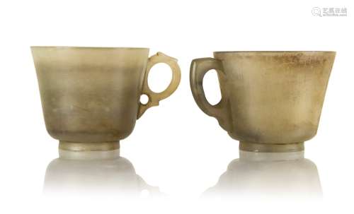 73. PAIR OF JADE CARVED TEA CUPS