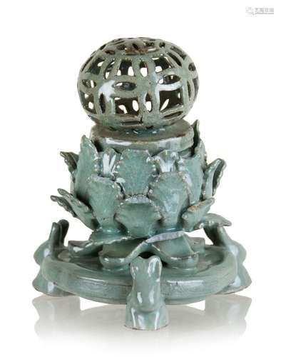 391. KOREAN CELADON RABBIT INCENSE BURNER