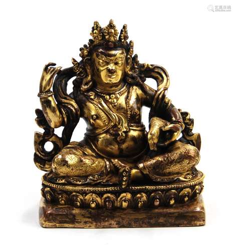 84. A COPPER ALLOY FIGURE OF JAMBHALA , QING DYNASTY