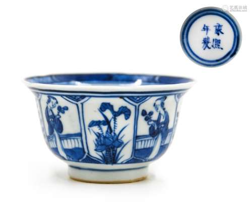124. BLUE AND WHITE KANGXI STYLE TEACUP