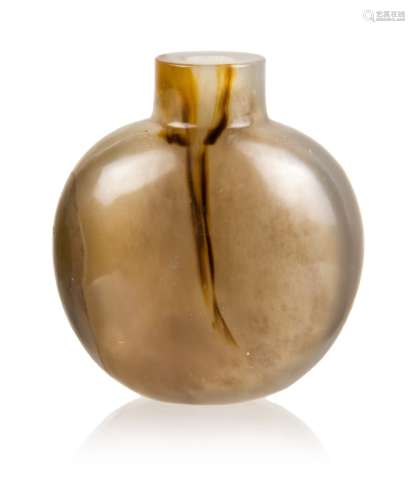 12. AGATE CARVED SNUFF BOTTLE (LIFE VEIN) QING DYNASTY