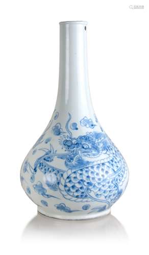 361. BLUE AND WHITE KOREAN DRAGON DAN VASE