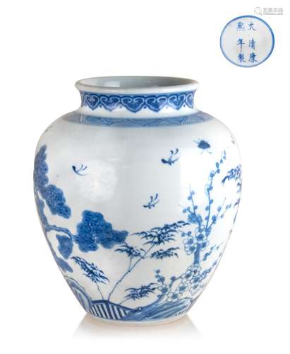 160. KANGXI QINGHUA JAR OF THE FOUR NOBLE ONES