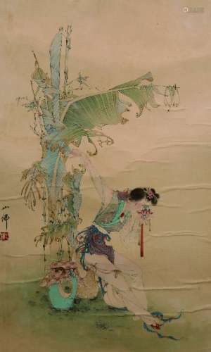A painting of maid by Hu Ye Fo