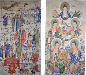 A Pair of Chinese Paintings of Daoism Immortals