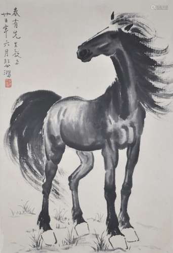 An Ink on Paper of a Horse by Xu Bei Hong