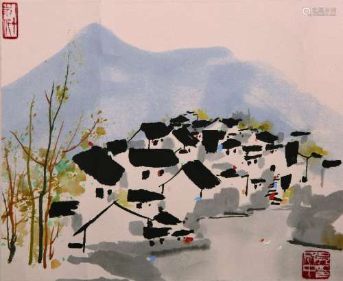 A painting of Watery Village by Wu Guan Zhong