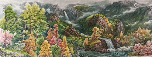 NORTHKOREA MERITORIOUS NATURAL MINERAL PIGMENT PAINTING