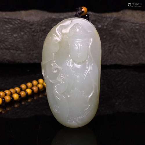 A HETIAN JADE GUANYIN PENDANT