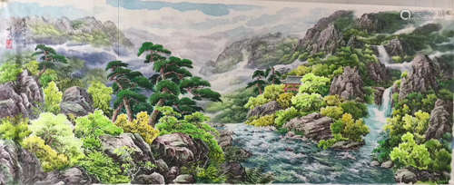 NORTHKOREA MERITORIOUS NATURAL MINERAL PIGMENT PAINTING