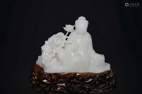 HETIAN JADE GUANYIN FIGURE