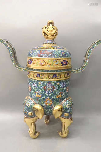 A BRONZE CLOISONNE ENAMEL TRIPOD INSENSOR