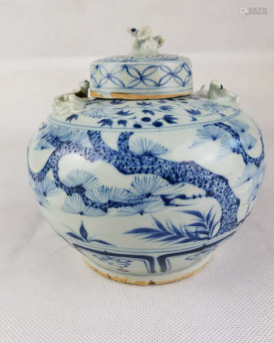 A YUAN BLUE&WHITE LANSCAPE JAR