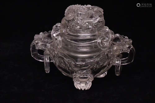 AN OLD TIBETAN CRYSTAL TRIPLE FEET CENSER