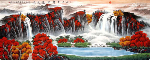 LIU YIMIN CHINESE PAINTING WORK INK AND COLOR LANDSCAPE PAINTING